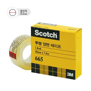 [3M] 665 스카치투명양면테이프리필(18mm*7.6M/1인치)